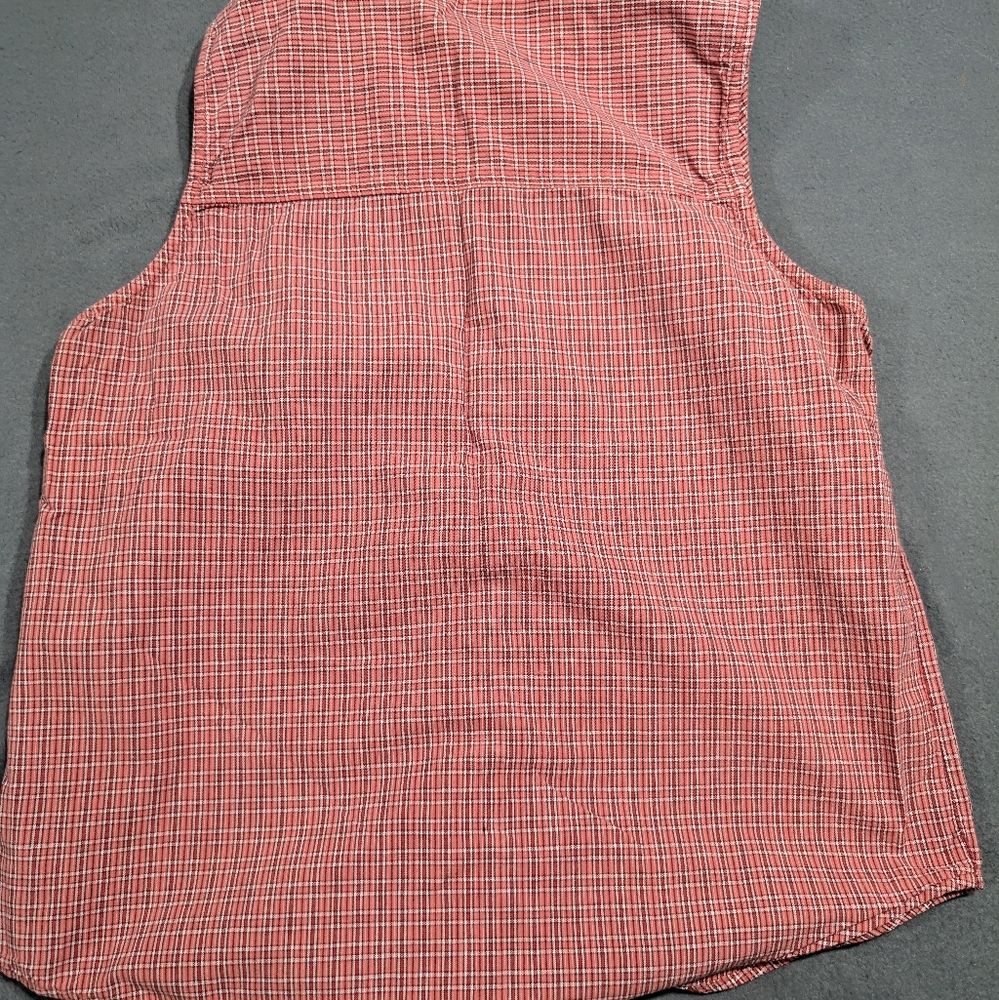 Disney Mickey Mouse sleeveless shirt tank top red plaid 100% cotton - Picture 3 of 5